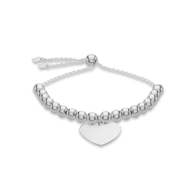 Be You Sterling Silver Heart Beaded Slider Bracelet Sterling Silver female 9inch