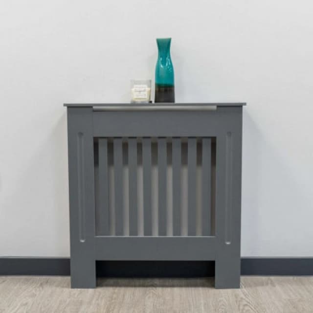 Jack Stonehouse Vertical Slat Grey Mdf Wooden Radiator Cover - Small - 78Cm (W) X 81.5Cm (H) X 19Cm (D)