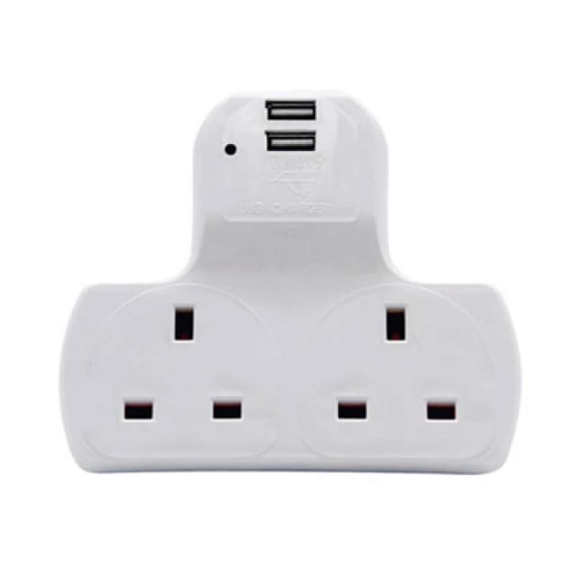 Innoteck 2Way Multi Plug Adaptor 13A UK Mains Socket Outlets With 5V 2.0A Max Dual USB Charging Ports