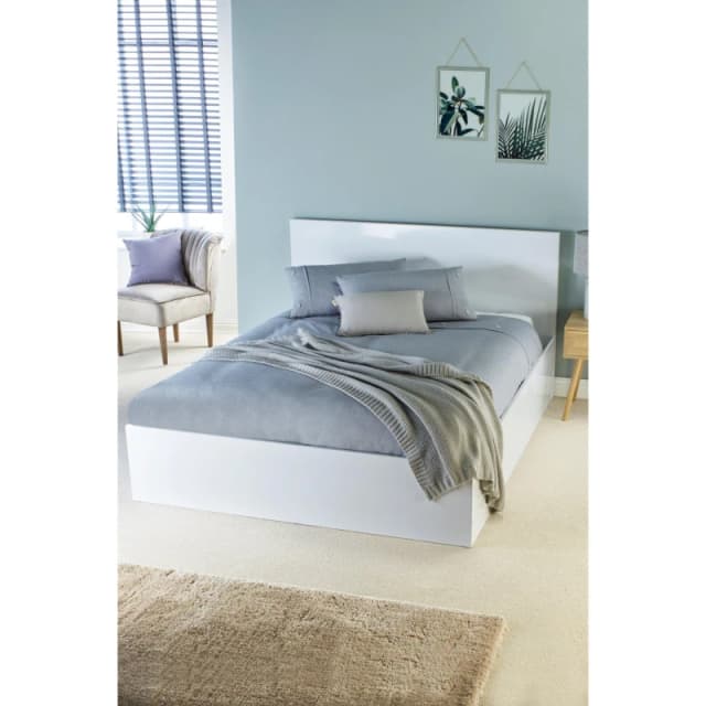 Homelife High Gloss Ottoman Bed White unisex Double