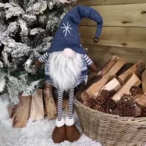 95cm Tall Christmas Gnome Gonk Nordic Decoration Blue Body Hat And Bell Standing