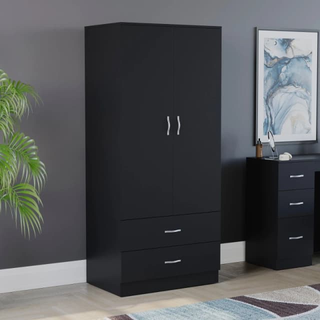 Lassic Vida Designs Riano 2 Door 2 Drawer Wardrobe Black unisex 2+2