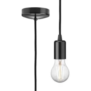 Knightsbridge - 1.8m E27 Contemporary Pendant Set - Matt Black 230V IP20 80W