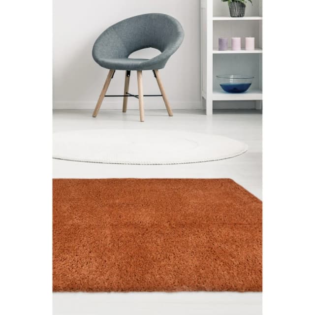 Homemaker Snug Plain Cozy Shaggy Rug Terracotta 160X230 ND76519