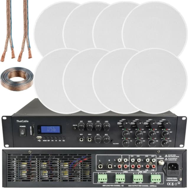 Loops 1600W Bluetooth Sound System 8x 100W Slim Ceiling Speaker 8 Zone Mixer Amplifier Multi unisex