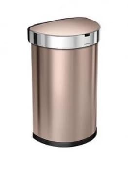 Simplehuman 45-Litre Single Compartment Stainless Steel Semi-Round Sensor Bin ; Rose Gold