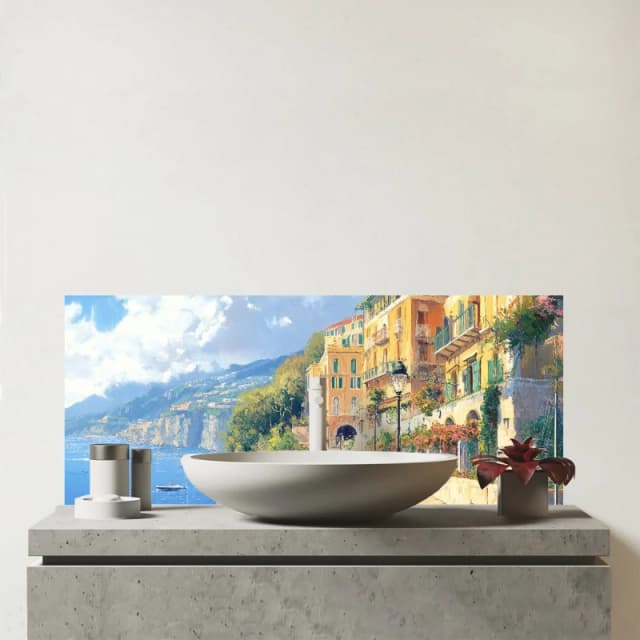 Warren Reed - Designer Romantic Walk In Sorrento Glass Bathroom Splashback Multicolor Unisex
