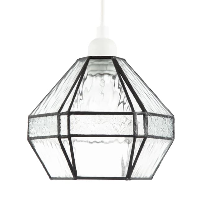 Happy Homewares Vintage Classic Bronze Pendant Shade with Moroccan & Water Glass in Clear Clear Unisex