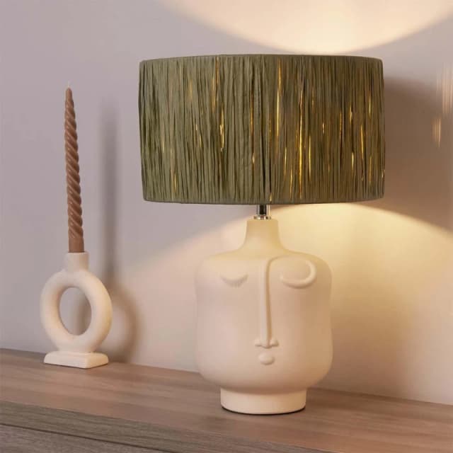 SO'HOME Face Table Lamp with Raffia Shade White ONE SIZE