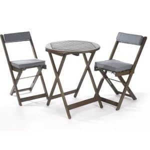 Greenhurst Raffles Bistro Set with Cushions - Grey