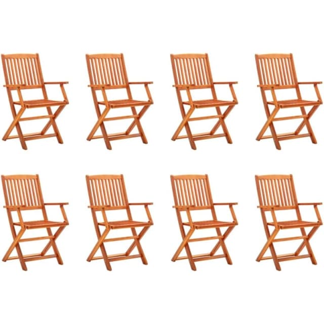 VIDAXL Folding Garden Chairs 8 pcs Solid Eucalyptus Wood Vidaxl 8720286703205