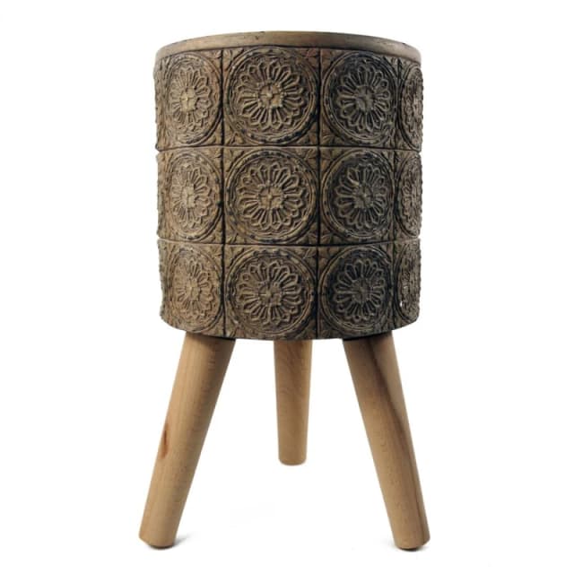 Leaf 40cm x 21.5cm Zandi Flowers Composite Large Planter Dark Brown