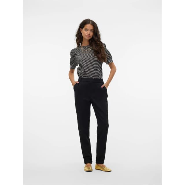 Vero Moda Plain Black Trousers with Front Pockets Black female