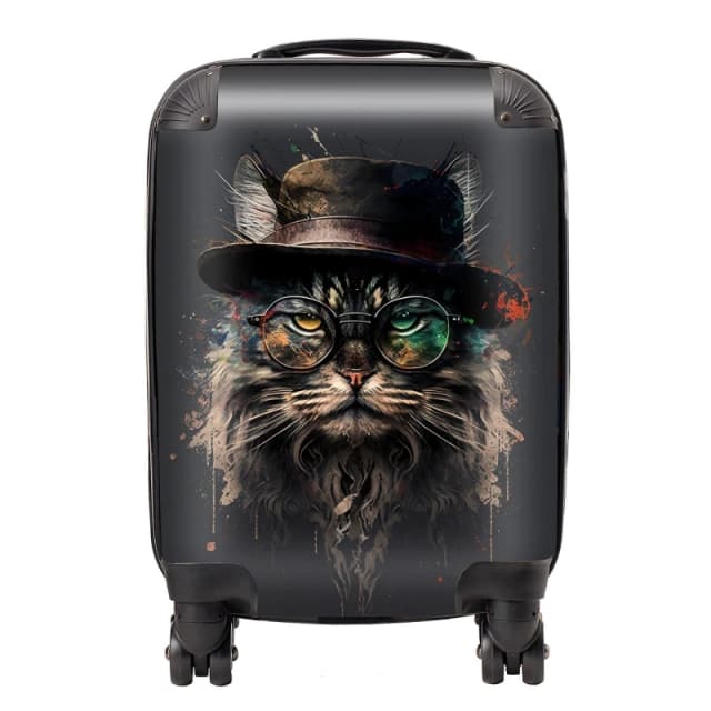 Warren Reed - Designer Maine Coon Cat With GlassesSplashart Suitcase Size: Large Multicolor Unisex Large