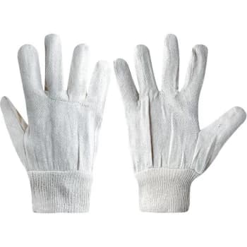 Tuffsafe - White Knitted Wrists Cotton Drill Gloves 6OZ- you get 5