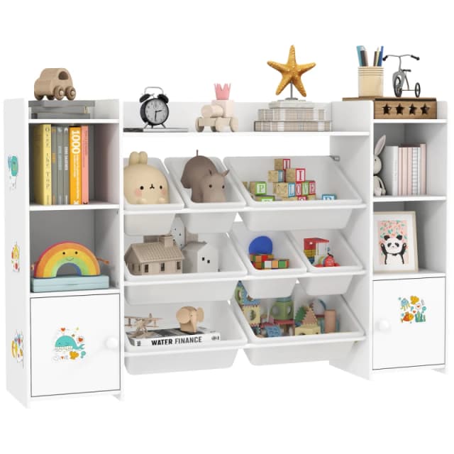 AIYAPLAY AIYAPLAY Kids Toy Storage Organiser with 8 Removable Storage Bins, White