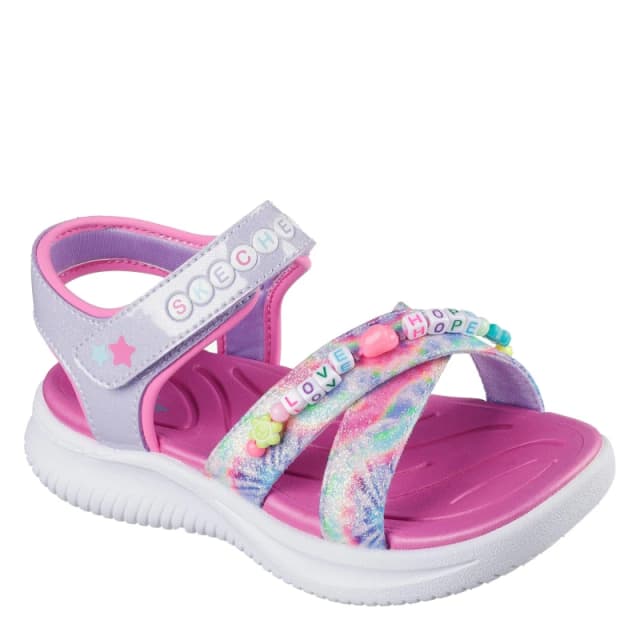 Skechers Friendship Bracelet Theme Sandal Flat Sandals Girls Lavender/Multi female C10 (27.5)