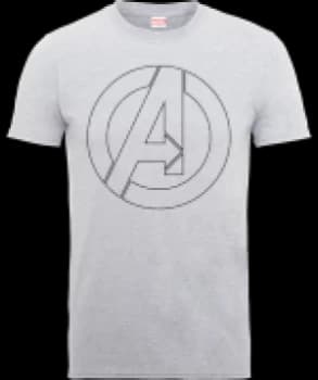 Marvel Avengers Assemble Captain America Outline Logo T-Shirt - Grey - L