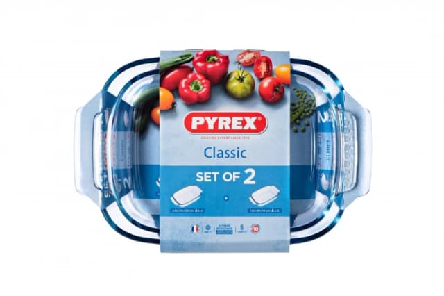 Pyrex Classic Easy Grip 2pc Medium Roaster Set
