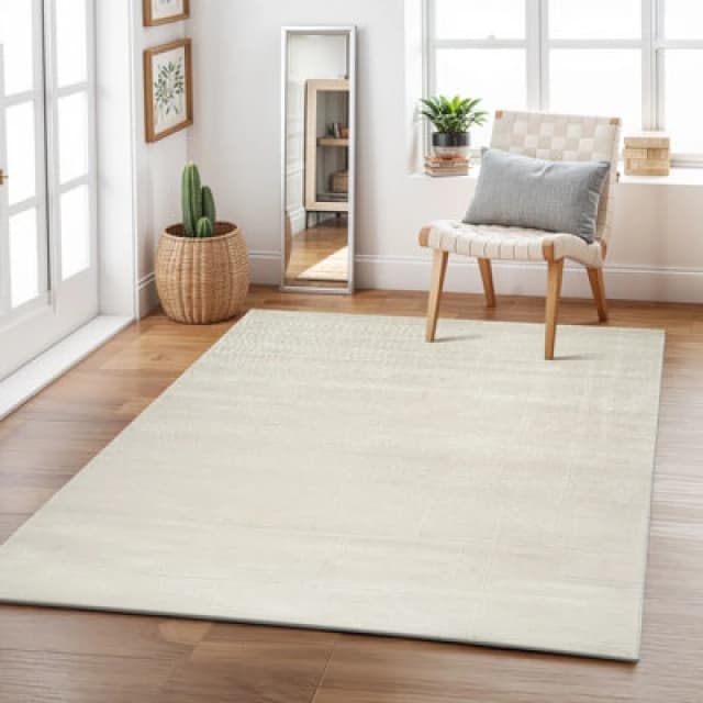 Livabliss Scandi Modern High Pile Off-White Lisa Area Rug 160 X 213cm - Easy Care, Non Shedding, Ideal For Living Room & Bedroom