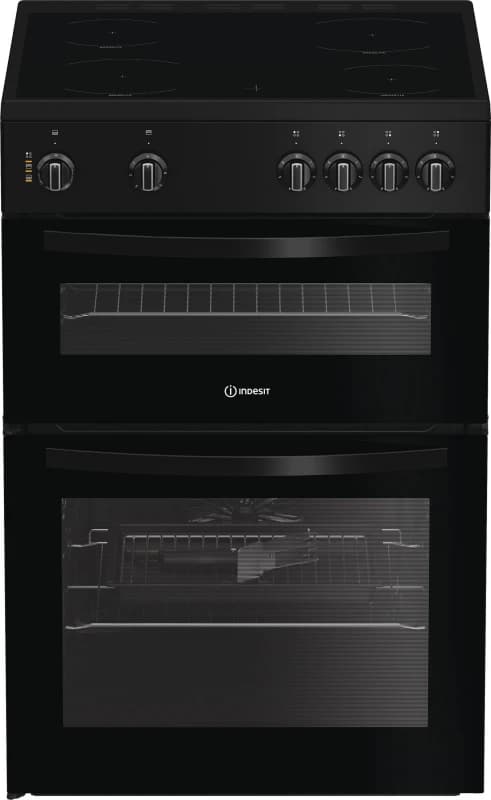 Indesit ITE6VMB 60cm Wide Single Oven Electric Cooker with Ceramic Hob - Black - A Rated