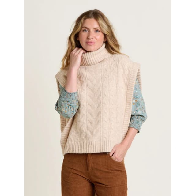 Brakeburn Cable Knitted Vest Beige