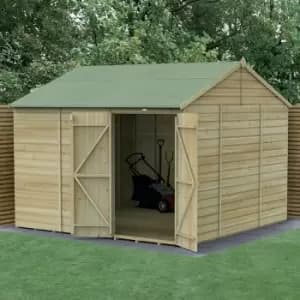 10' x 10' Forest Beckwood 25yr Guarantee Shiplap Windowless Double Door Reverse Apex Wooden Shed - Natural Timber