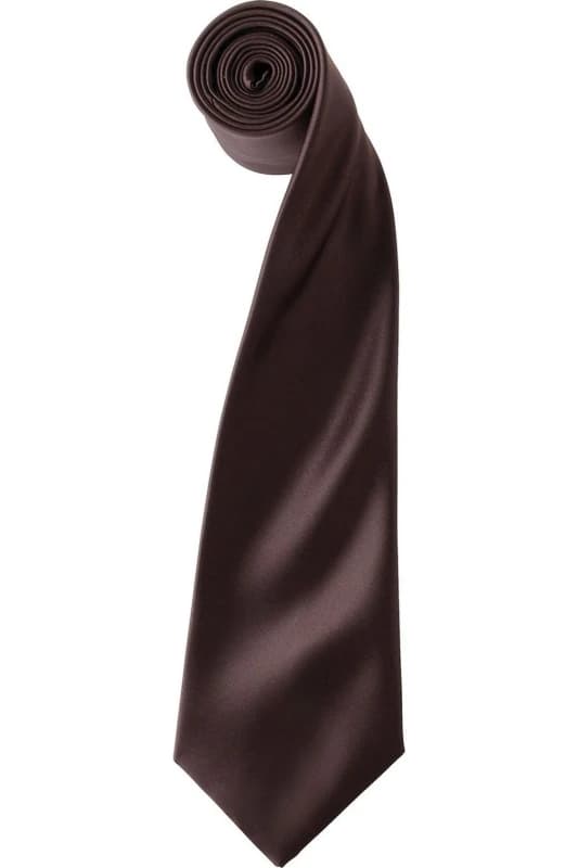 Premier Premier Colours Satin Tie in Brown Brown One Size Unisex 5063470722839