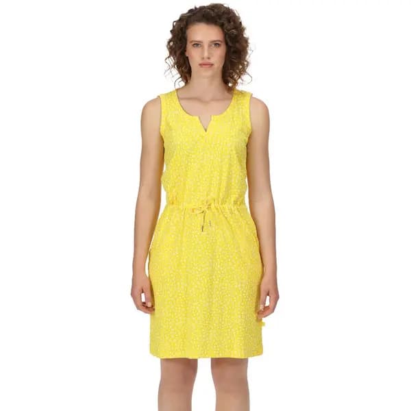 Regatta Womens Fahari Stripe Jersey V Neck Sun Dress UK 10- Waist 27', (68cm) Maize RWD037-X9N-10