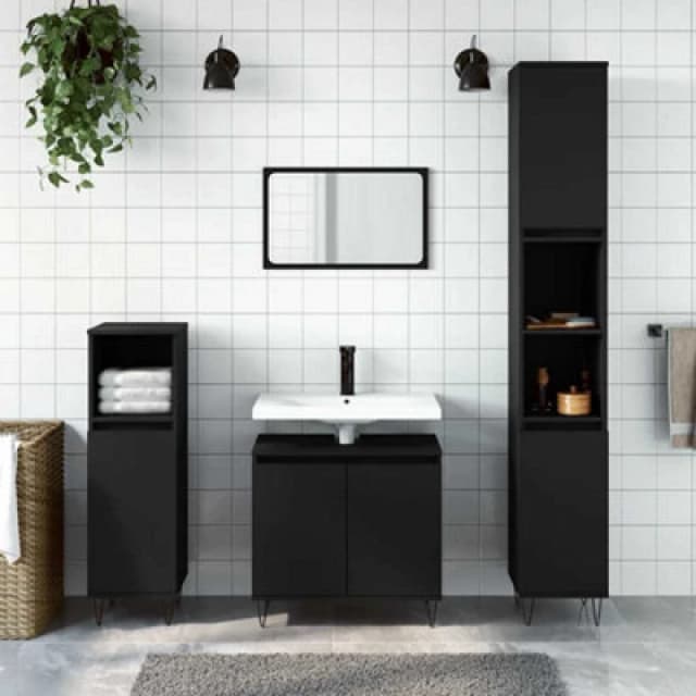 VIDAXL Bathroom Cabinet Black 58x33x60cm Engineered Wood Vidaxl 8720845875923