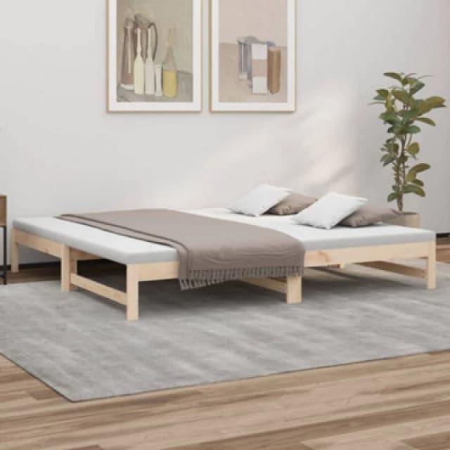 Vidaxl Pull-out Day Bed 2X(80X200) Cm Solid Wood Pine, Brown 823409