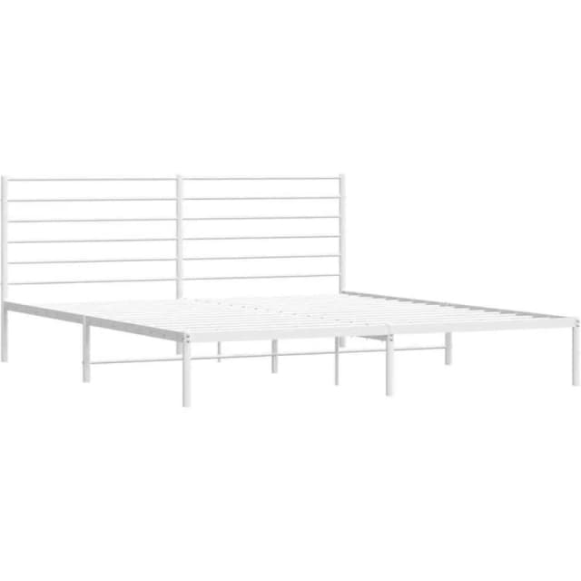 JINLEFU Metal Bed Frame without Mattress with Headboard White 183x213cm vidaXL JRVDZX-352373_DE