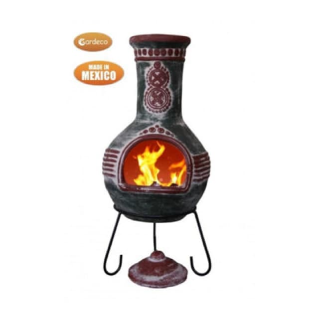 Gardeco Azteca X-Large Mexican Chimenea In Green And Red