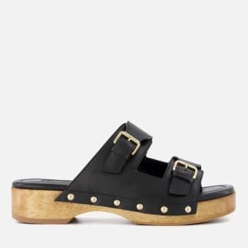 Dune Womens Juniper Leather Clog Sandals - Black - UK 4