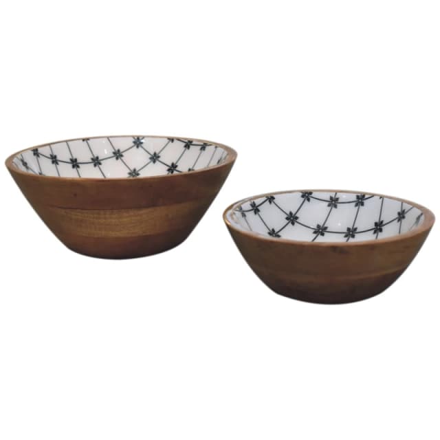 Artisan Furniture Artisan Furniture 2x Lacquered Flower Bowl Set, Oak-ish & Enamel coating