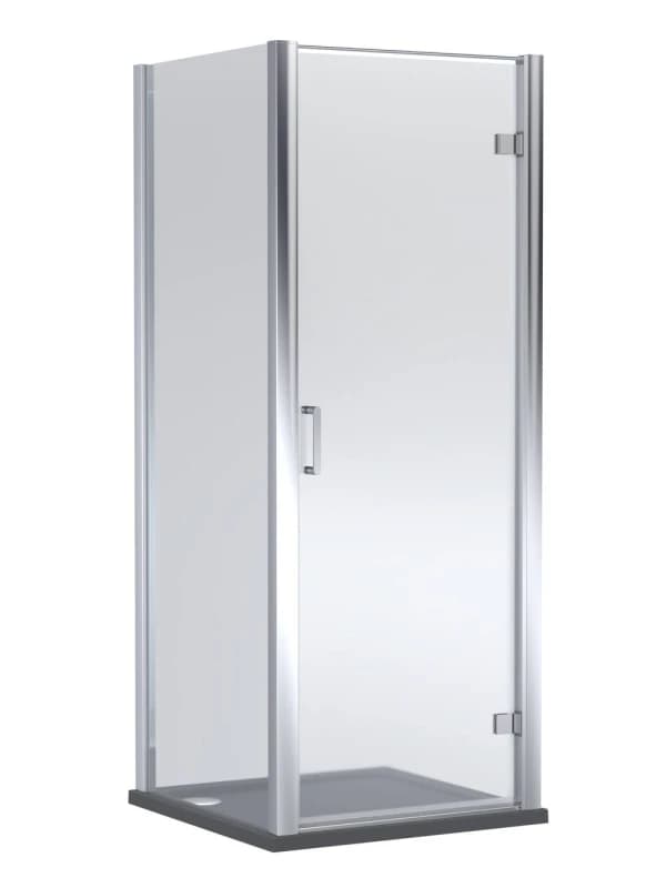 Balterley Hinged Shower Door & Shower Tray: 900x900mm Chrome/Slate Grey in Silver Silver Unisex