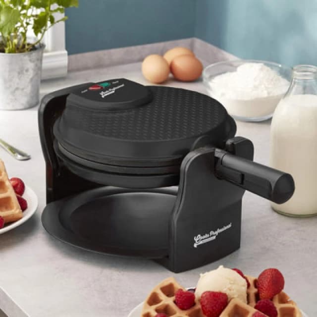 Cooks Professional Belgian Waffle Maker Machine Rotary Electric Iron 920W Black unisex