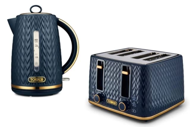 Tower Empire 1.7L 3KW Kettle & 4 Slice Toaster Bundle in Mid Blue Mid Blue Unisex