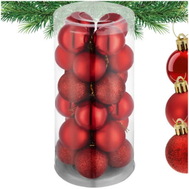 Tectake Christmas Baubles - 24 Piece Set In Red - Red