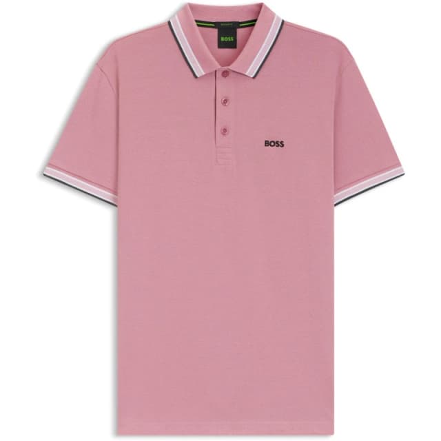 Boss Mens HBG Paddy Polo Shirt with Contrast Tipping Open Pink male S
