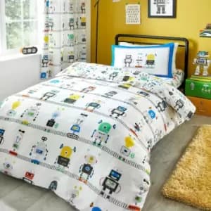 Kids Robots Print Reversible Duvet Cover Set, Blue, Junior - Bedlam