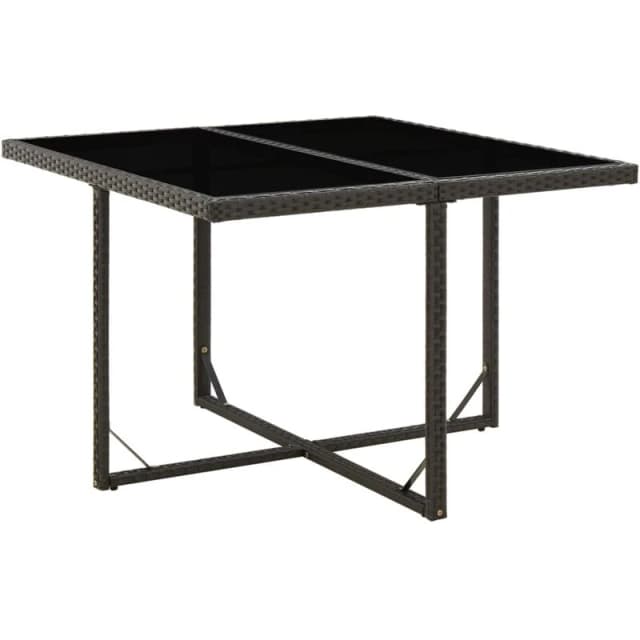 VIDAXL Garden Table Black 109x107x74cm Poly Rattan and Glass Vidaxl 8720286666845