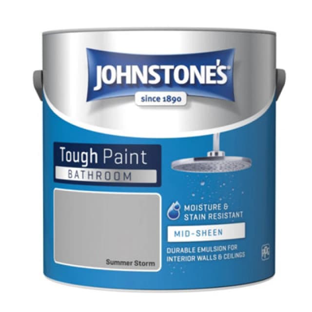 Johnstone's Bathroom Mid Sheen Finish Emulsion Paint, 2.5 Litre, Summer Storm
