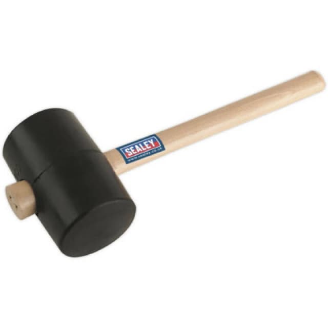 Loops 2.5lb Black Rubber Mallet - Wooden Shaft Handle - General Purpose Hammer Black
