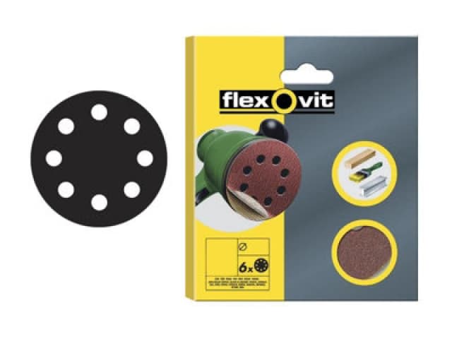 Flexovit 78072764743 Hook & Loop Sanding Disc 115mm Coarse 50G (Pack 6) Flv64743