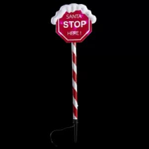 Premier Decorations Snow Topped 4 Pack 80cm Santa Stop Here Path Christmas Light