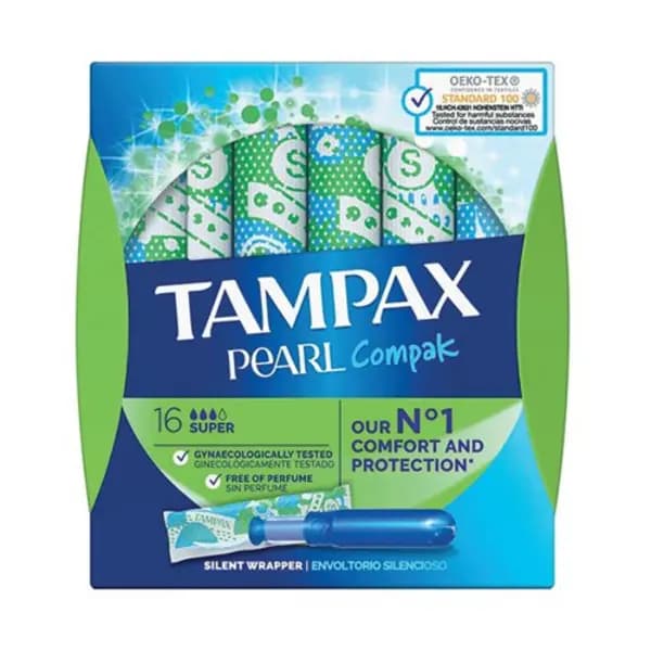 Tampax Tampax Compak Pearl Super Applicator Tampons Boxed x16 (Pack of 4) C006299 C006299
