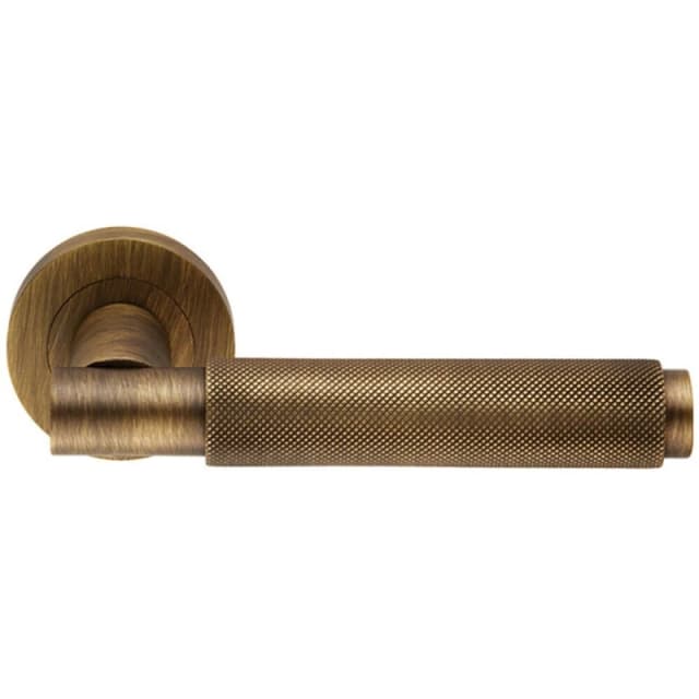 Loops PAIR Knurled Grip Round Bar Handle on Round Rose Concealed Fix Antique Brass Metallics