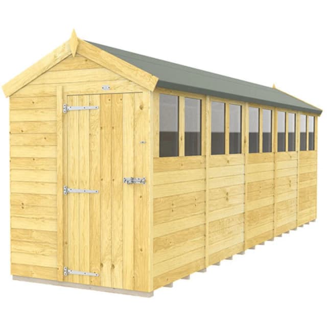Flat Pack Sheds DIY Sheds 5 x 20 Apex Shed, Brown 5X20AFF