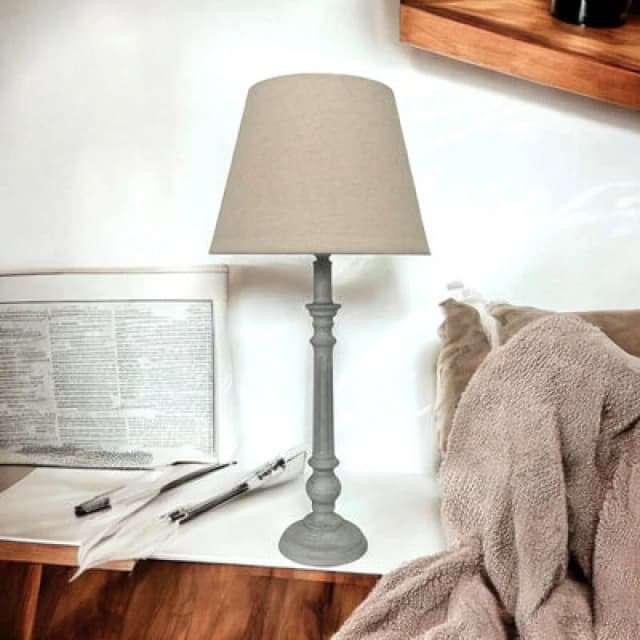 Lamp and Shade - L12 x W12 x H54cm - Cream MinsterStylishLivingLtd7120